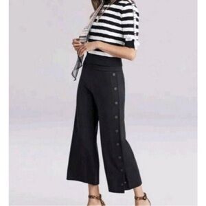 Cabi Stylish Black side snap Wide-Leg Pants L 5867